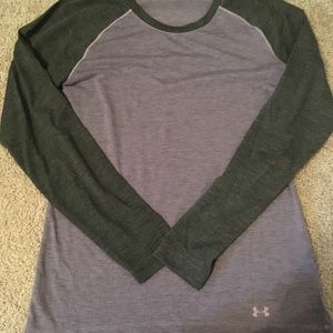 Under Armour grey and purple heat gear top small